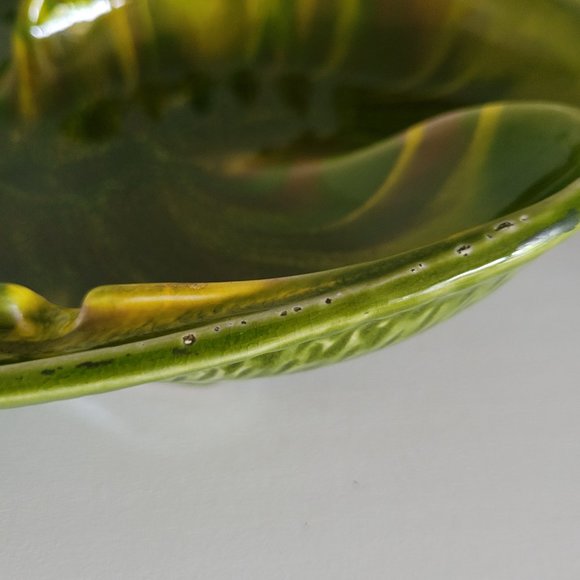 Vintage Mid Century California Original Abstract Green Leaf Ash Tray - Picture 8 of 11